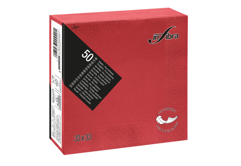 Peceta INFIBRA – Rosso – 33×33 cm, 2 shtresa (50 copë × 18 pako) – Kodi I-0297N