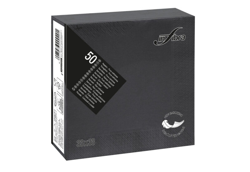 Peceta INFIBRA – Nero – 33×33 cm, 2 shtresa (50 copë × 18 pako) – Kodi I-0334N
