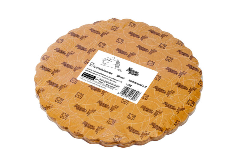 Letër rrumbullake "straw paper" për ushqime të skuqura & Fast Food  Kodi I-1392 Diametër: 27 cm Paketim: 250 fletë × 10 pako