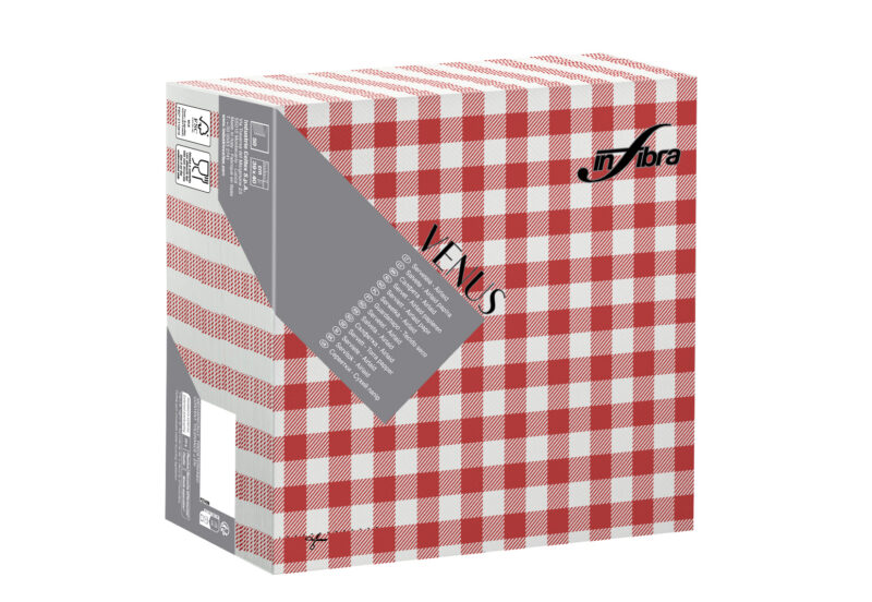 Peceta tavoline – INFIBRA VENUS – Vichy Rosso – 39×39 cm (50 copë × 15 pako) – Kodi I-1911