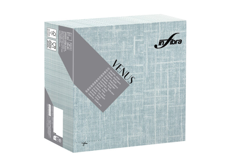 Peceta tavoline – INFIBRA VENUS– Lin Blu Ottanio – 39×39 cm (50 copë × 15 pako) – Kodi I-1916