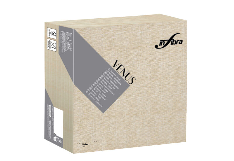 Peceta tavoline VENUS –INFIBRA VENUS – Trame Sabbia – 39×39 cm (50 copë × 15 pako) – Kodi I-1921