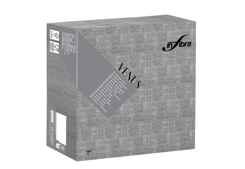 Peceta tavoline -INFIBRA VENUS – Trama Nero – 39×39 cm (50 copë × 15 pako) – Kodi I-1923