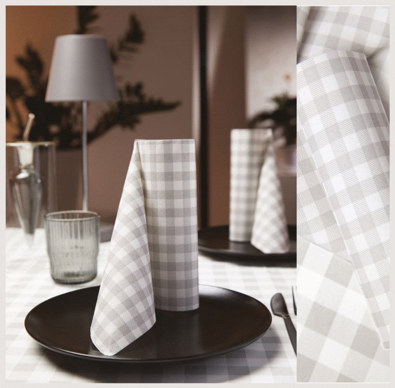 Peceta tavoline – INFIBRA VENUS– Vichy Grigio – 39×39 cm (50 copë × 15 pako) – Kodi I-1910 - Image 3